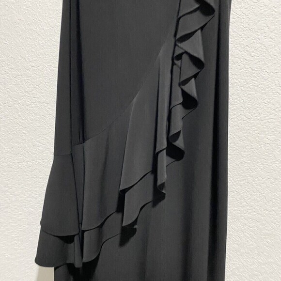 Cache Sleeveless Diagonal Ruffle Shift Black Dress Sz 4 Stretchy Sleeveless NEW - Picture 7 of 7
